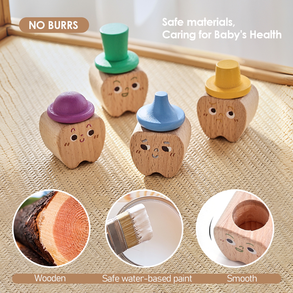 4pc Set Baby Tooth Wooden Box  - Baby Products Storage Box incelemesi ve fiyatı